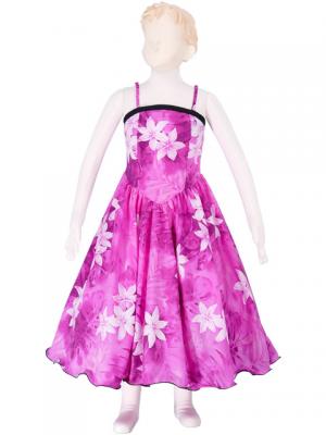 Hula Kids Midi Dress Keiki with Gradation Plumeria Print / Pink / Gcw44