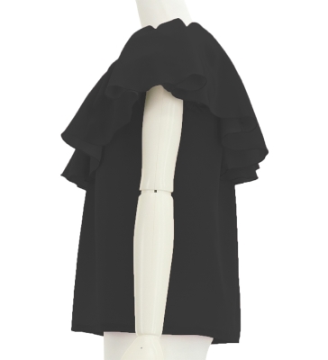 Hula Frilled Collar Blouse with Koshibo / Black / J3316bk