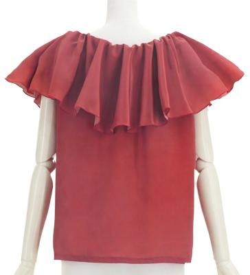 Hula Frilled Collar Blouse with Koshibo / Dark Red 2 / J3316drd2