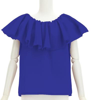 Hula Frilled Collar Blouse with Koshibo / Royal Blue / J3316rbl