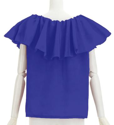 Hula Frilled Collar Blouse with Koshibo / Royal Blue / J3316rbl