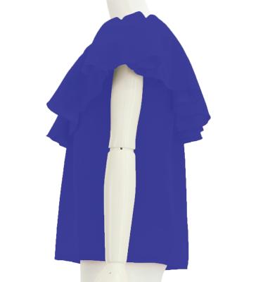 Hula Frilled Collar Blouse with Koshibo / Royal Blue / J3316rbl