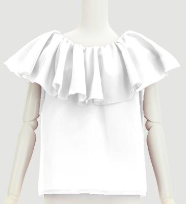 Hula Frilled Collar Blouse with Koshibo / White / J3316wh