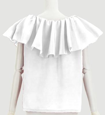 Hula Frilled Collar Blouse with Koshibo / White / J3316wh