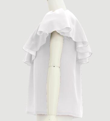 Hula Frilled Collar Blouse with Koshibo / White / J3316wh