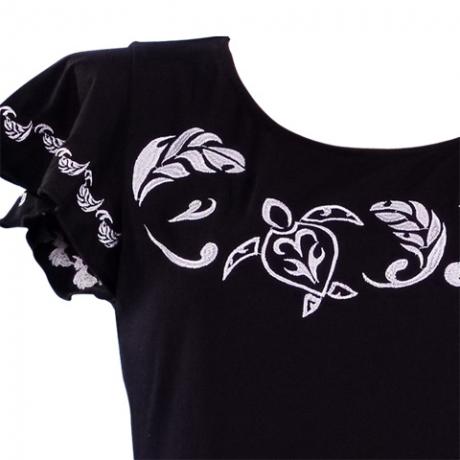 Hula T-shirt / Frilled Sleeve with Honu embroidery / GKD6sb