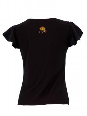 Hula T-shirt / Frilled Sleeve with lehua embroidery / GKD7gb