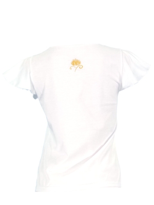 Hula T-shirt / Frilled Sleeve with lehua embroidery / GKD7gw