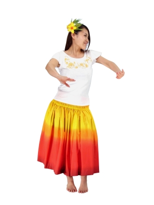 Hula T-shirt / Frilled Sleeve with lehua embroidery / GKD7gw