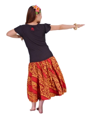 Hula T-shirt / Frilled Sleeve with lehua embroidery / GKD7rb