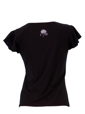 Hula T-shirt / Frilled Sleeve with lehua embroidery / GKD7sb