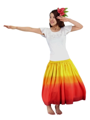 Hula T-shirt / Frilled Sleeve with lehua embroidery / GKD7sw