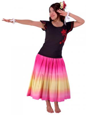 Hula T-shirt / Frilled Sleeve with Rose embroidery / GKD8rb