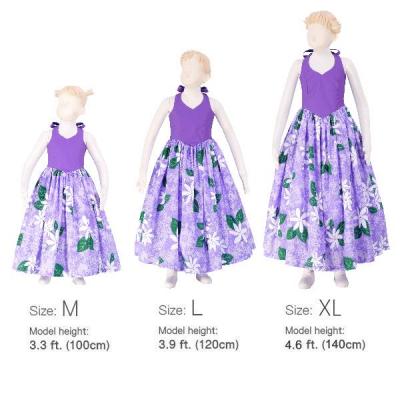 Hula Kids Keiki Long Halterneck Dress with Tiare Print / Lavender / Gcw35