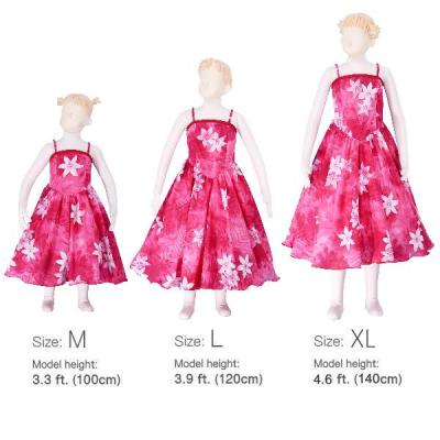 Hula Kids Midi Dress Keiki with Gradation Plumeria Print / Red / Gcw38