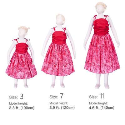 Hula Kids Drape Satin Dress with Lehua Print / Red / Gp28rd