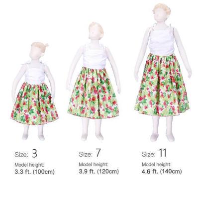 Hula Kids Drape Satin Dress with Lehua Print / White / Gp28wh