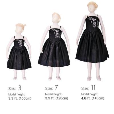 Hula Kids Shantung Dress with Lehua Embroidery / Black / Gp2b