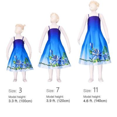 Hula Kids Satin Dress with Hibiscus / Luxury Collection / Blue / Jp8bl