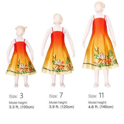Hula Kids Satin Dress with Hibiscus / Luxury Collection / Orange / Jp8o
