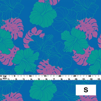 Hula Fabric / Hawaiian Flower / JKH-536-BLGR
