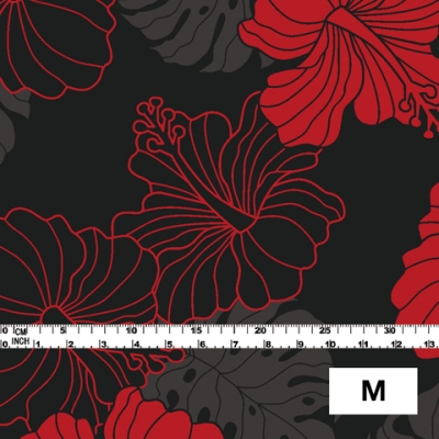 Hula Fabric / Hawaiian Flower / JKH-536-RDBK