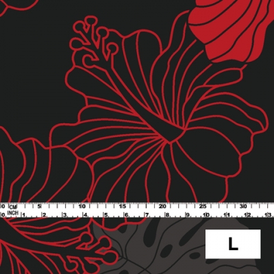 Hula Fabric / Hawaiian Flower / JKH-536-RDBK