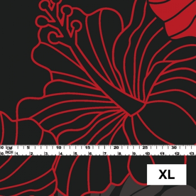Hula Fabric / Hawaiian Flower / JKH-536-RDBK