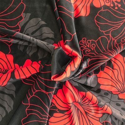 Hula Fabric / Hawaiian Flower / JKH-536-RDBK