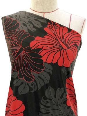 Hula Fabric / Hawaiian Flower / JKH-536-RDBK