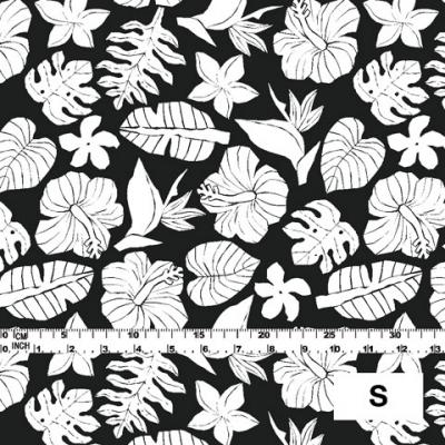 Hula Fabric / Hawaiian Flower / JKH-538-BKWH