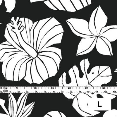 Hula Fabric / Hawaiian Flower / JKH-538-BKWH