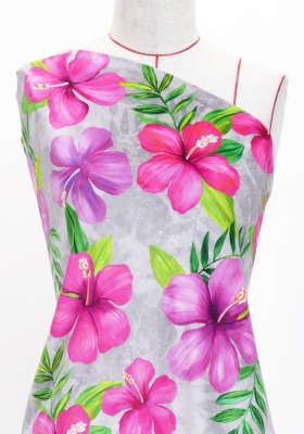 Hula Fabric / Hibiscus / JKH-554-GY