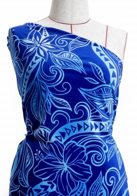 Hula Fabric / Kahiko&Hibiscus / JKH-592-BL