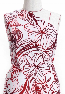 Hula Fabric / Kahiko&Hibiscus / JKH-592-WHRD