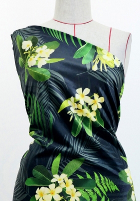 Hula Fabric / Plumeria / JKH-644-BK