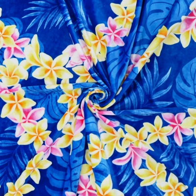 Hula Fabric / Plumeria Lei / JKH-648-BL