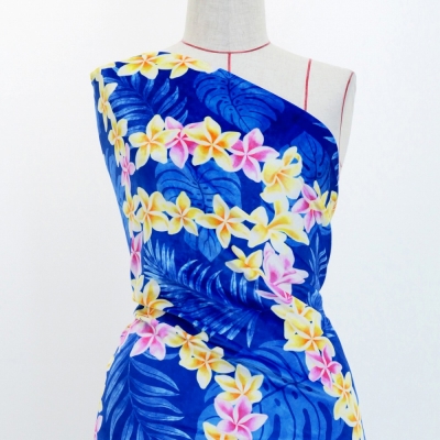 Hula Fabric / Plumeria Lei / JKH-648-BL