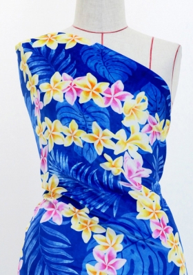 Hula Fabric / Plumeria Lei / JKH-648-BL
