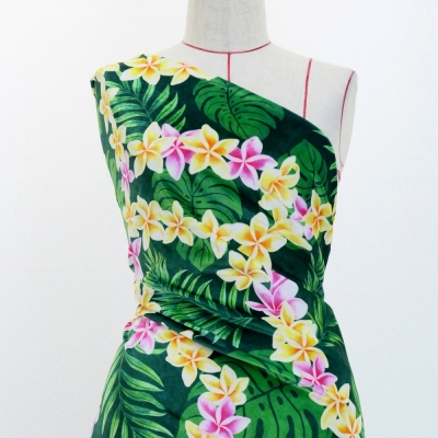 Hula Fabric / Plumeria Lei / JKH-648-GR