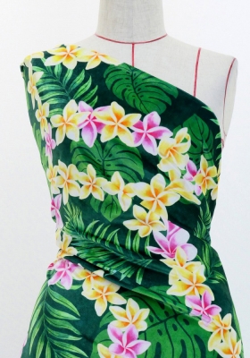 Hula Fabric / Plumeria Lei / JKH-648-GR
