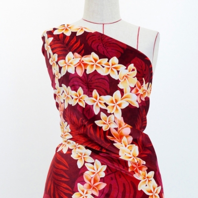 Hula Fabric / Plumeria Lei / JKH-648-RD