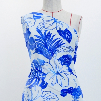 Hula Fabric / Hibiscus / JKH-654-WHBL