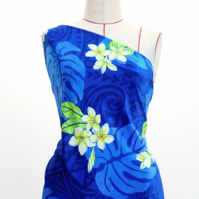 Hula Fabric / Kahiko & Plumeria / JKH-686-BL