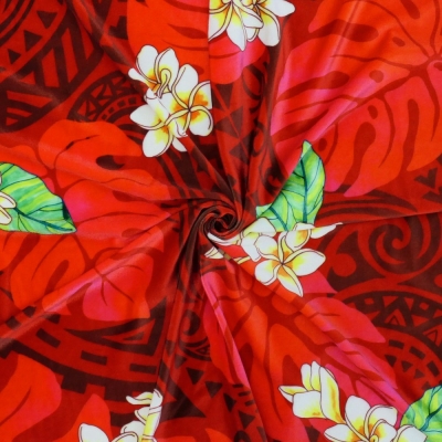 Hula Fabric / Kahiko & Plumeria / JKH-686-DRD