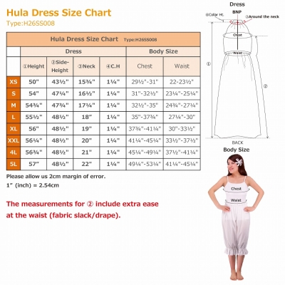 Hula Long Koshibo Dress with Hawaiian Flower Print / Luxury Collection / J3315-4