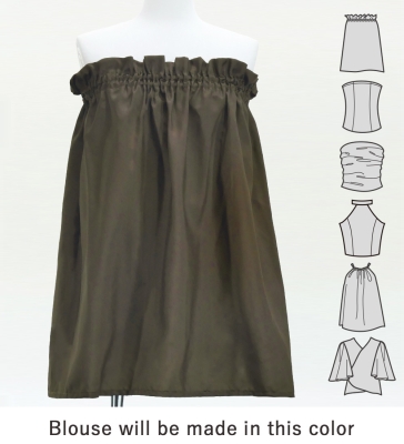 Hula Blouse & Pa'u Set-Up with Hawaiian Leaf Print / Luxury Collection / Brown / J3311br