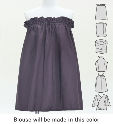Hula Blouse & Pa'u Set-Up with Hawaiian Leaf Print / Luxury Collection / Dark Purple / J3311dpu