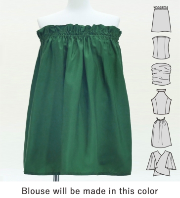 Hula Blouse & Pa'u Set-Up with Hawaiian Leaf Print / Luxury Collection / Green / J3311gr