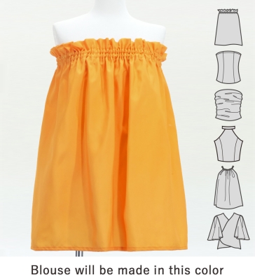 Hula Blouse & Pa'u Set-Up with Hawaiian Leaf Print / Luxury Collection / Orange / J3311or